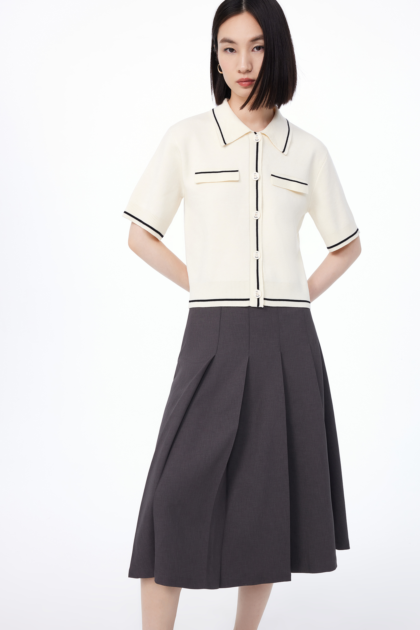 LILY BUSINESS FASHION HEMD KURZE JACKE DAMEN OFF-WHITE Image