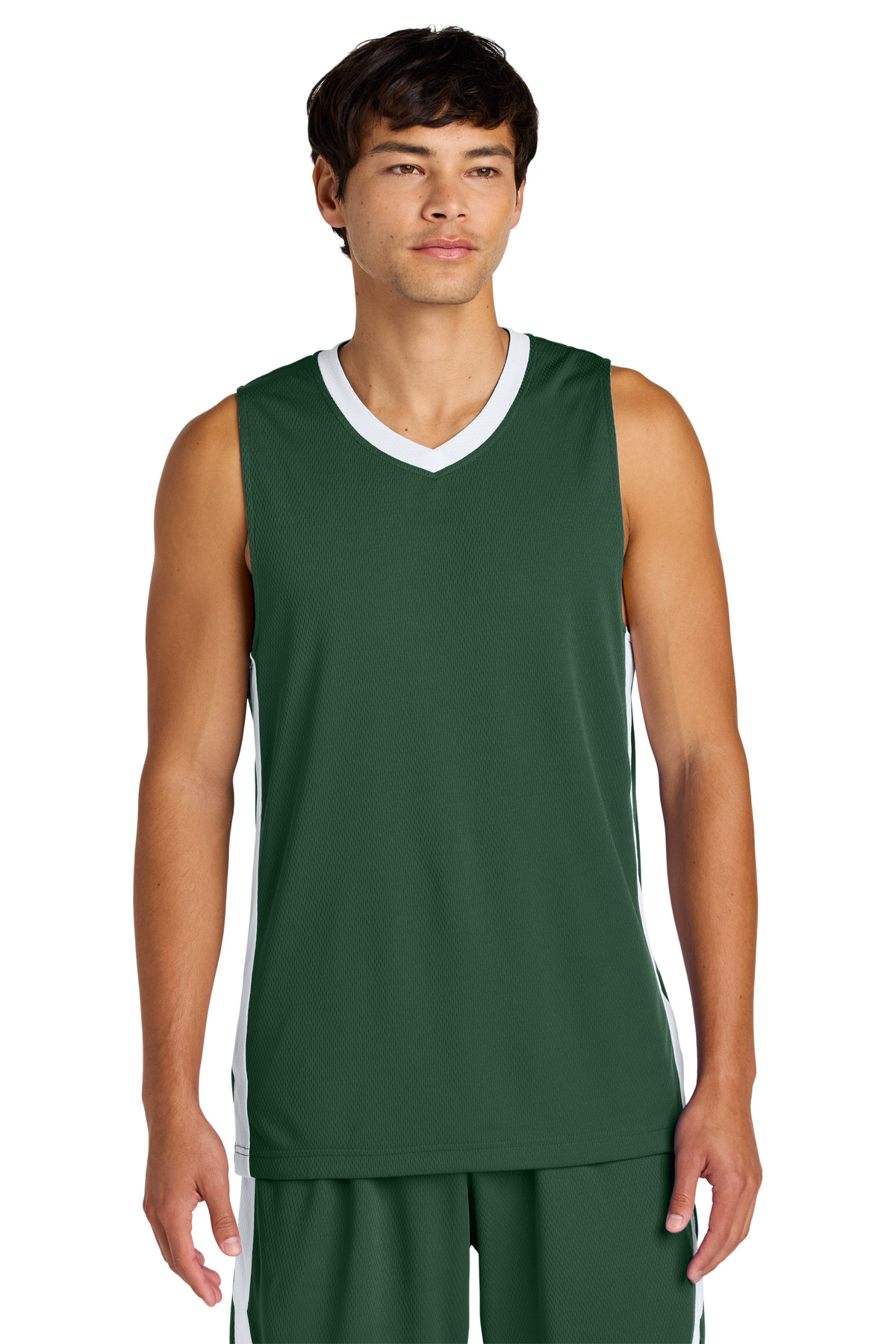Sport-Tek ST900 Athletic Rival Basketball Rev Jersey T-Shirt in Forest Green/White size 2XL | Polyester