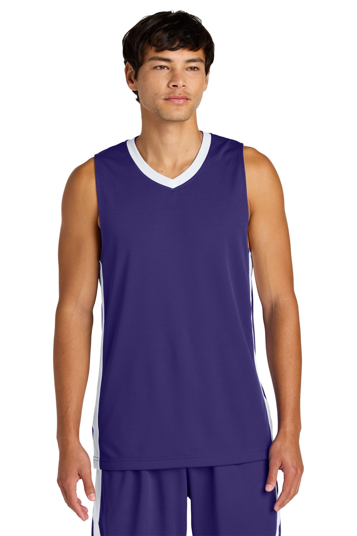 Sport-Tek ST900 Athletic Rival Basketball Rev Jersey T-Shirt in Purple/White size 3XL | Polyester