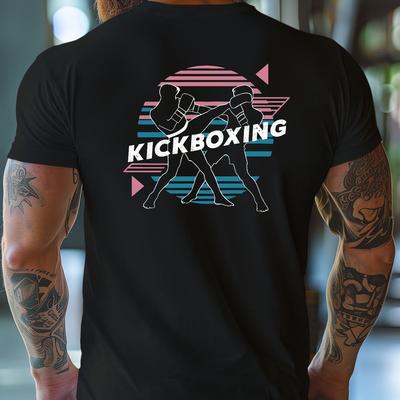 TEMU Kickboxing Print Tee Shirt, Tees For Men, Casual Short Sleeve T-shirt For Summer Image