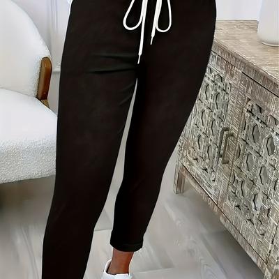 TEMU Women' Color Skinny Drawstring Joggers - Comfortable, Stretchy, Casual Pants With Adjustable Waistband, , Casual Wear|adjustable Waistband Pants| Image