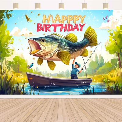 TEMU Polyester Birthday Backdrop, Fish Mouth Design, 39×59in-70.8×90.5in, Theme Photo Booth Prop, With No Electricity Needed, For Weddings, Bridal Showers, Anniversaries, And Holidays Image