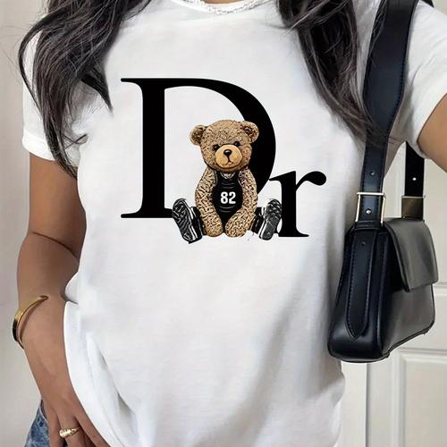 TEMU T-shirt décontracté pour femme ""Dr"" avec un joli design d' - Haut en à manches courtes confortable, lavable en machine, à toute l'année, haut toutes |Illustration d' amusante|Tissu extensible
