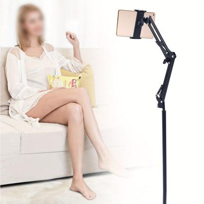 TEMU Universal 360° Adjustable Tablet Holder Floor Stand Clamp Versatile And Flexible Stand For Phones And Ipads (4-17cm) For Viewing, Reading, And Video Calls Home, Office, Or Travel Use