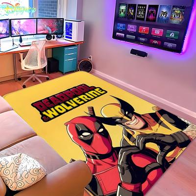 TEMU 1pc & Cartoon Large Game Area Mat - Soft, Oversized, Machine-washable Polyester Mat With Vibrant Comic Book Characters Room, Bedroom - Non-slip, Perfect Valentine's Day Gift Image