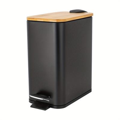 TEMU 1* Black Trash Can, Kitchen Trash Can With Lid, Close Lid Bathroom Trash Can, , Suitable For Bathrooms/ Kitchens/ Bedrooms/ Offices, 5l/5. 28qt Image