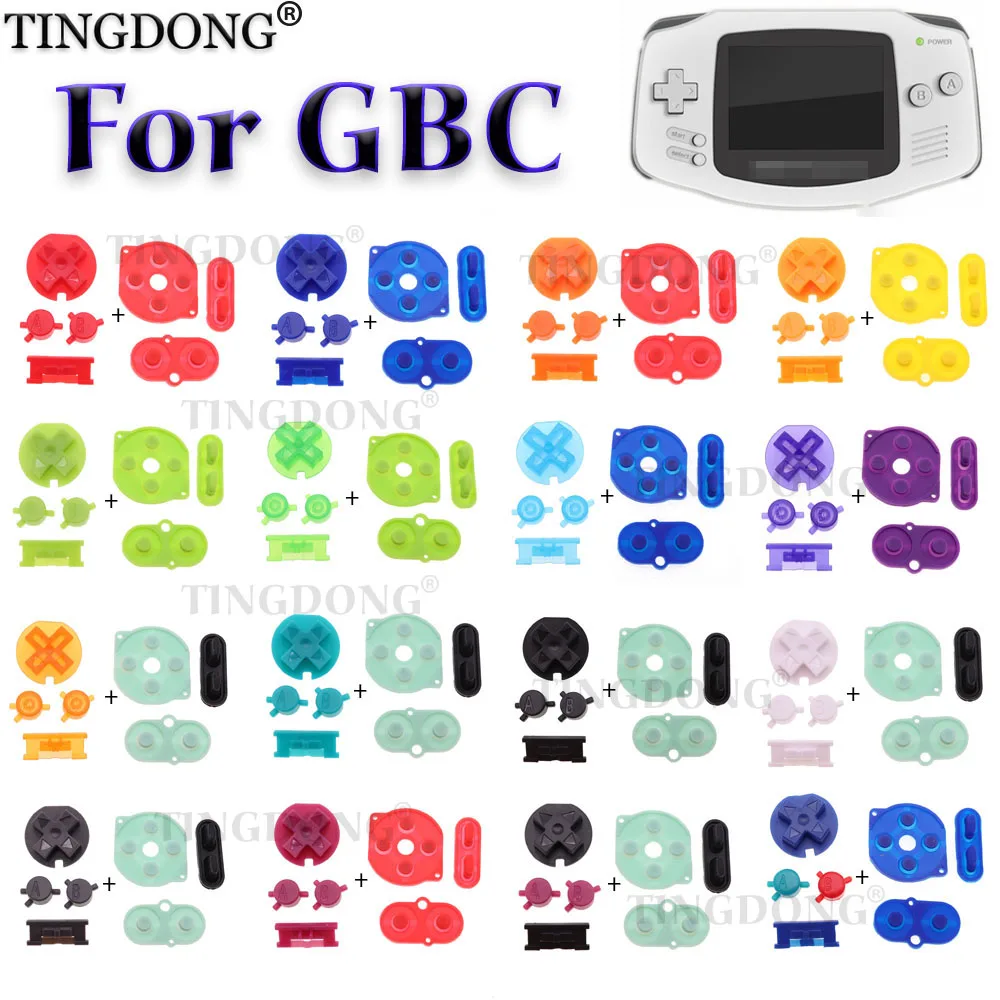1SET Für Game Boy Farbe Silikon Gummi Pad Leitfähigen Taste Für GBC Power On Off-Taste AB Tasten D Pads Image