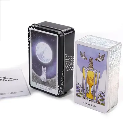 Lunalapin Tarot In A Tin Metal Box Tarot Deck mit PDF GuideBook Divination Cards Image