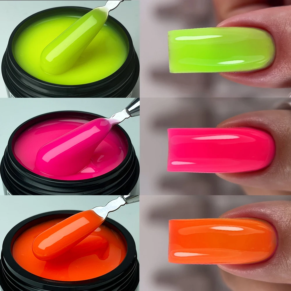 Jillnails Neon Gel Builder 50G/100G Neon Grün Rosa Orange Rot Gelb Builder UV Hartgel für Nagelverlängerung