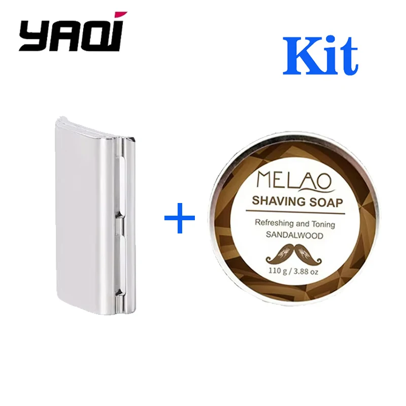 YAQI Ghost 90SB Sicherheits-Rasierkopf aus Edelstahl 316, poliert, 0,90 mm Klingenlücke, Edelstahl, Bartrasierer und Rasierseifen-Set Image