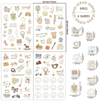 4 Blatt/Packung Deutschland Baby Scrapbooking Aufkleber Cartoon Baby Scrapbook Zubehör Aufkleber für Baby Album Journaling Wasserflasche Image