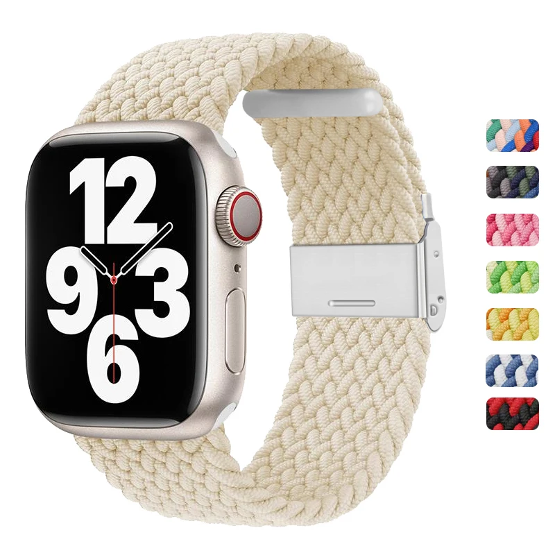 Geflochtene Armbänder für Apple Watch 10 Band 46 mm 42 mm Ultra 2 49 mm 45 mm 40 41 44 mm elastisches Correa-Armband iWatch Serie 9 8 SE 6 7 5 Image