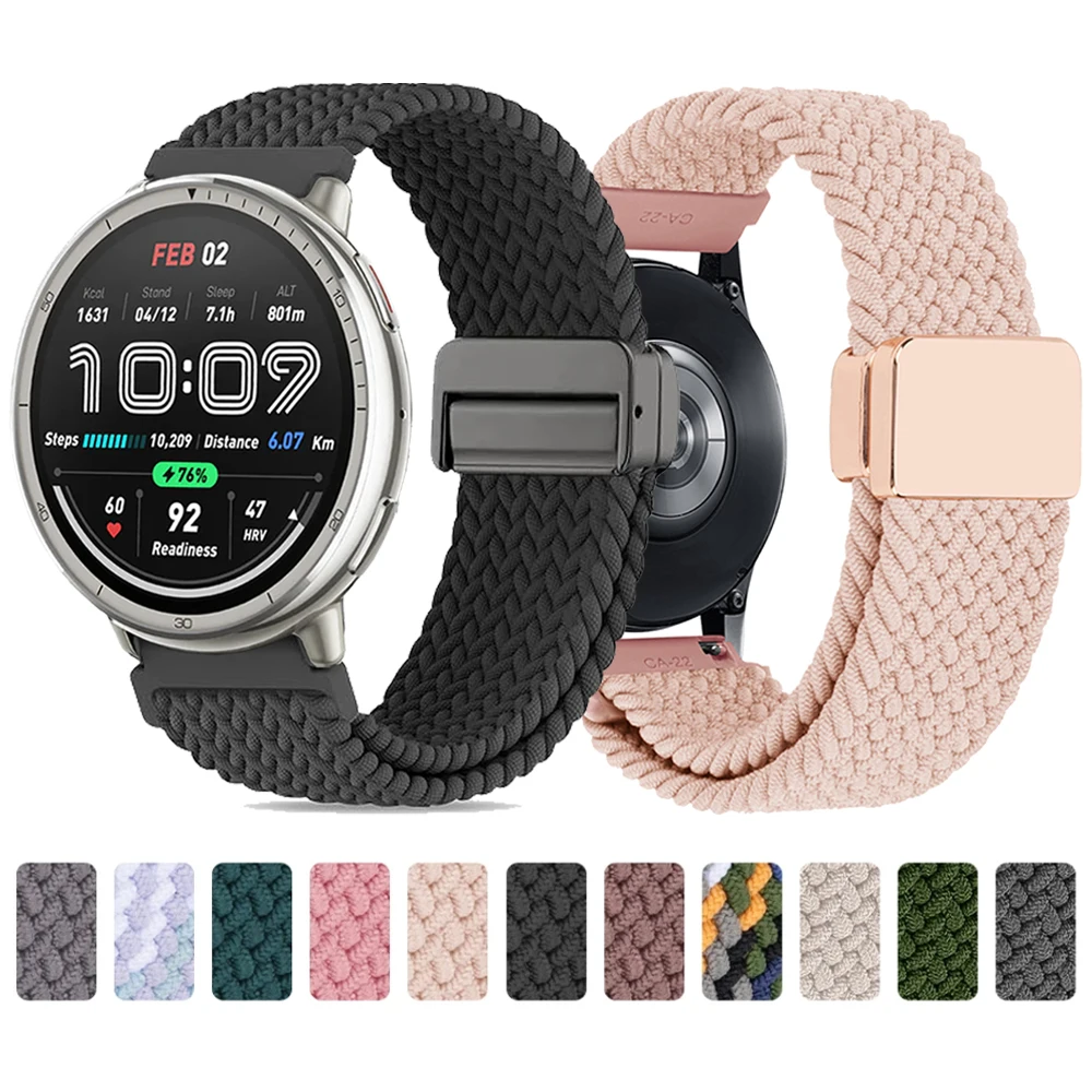 22 20 mm gewebtes Uhrenarmband für Amazfit Active 2, magnetisches Schnallenarmband für Amazfit GTS 4 2/GTR 4 3 Pro/Bip 6 5 Sportarmband Image