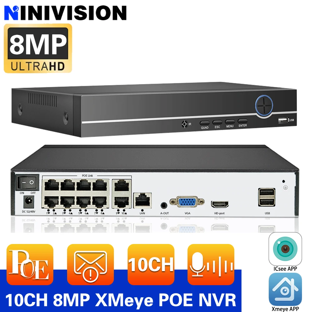 Gesichtserkennung Xmeye APP H.265 8/10CH PoE NVR 5MP/4MP/2MP Sicherheit IP Kamera Video Überwachung CCTV System P2P Netzwerk Recorder Image