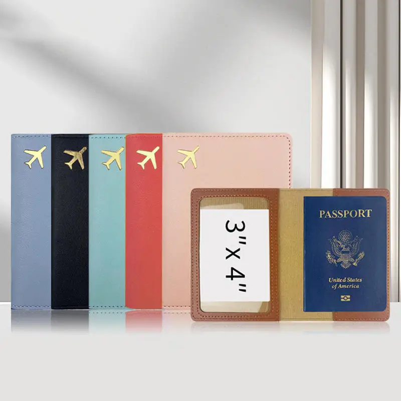 1/3Pcs Reise PU Passport Abdeckung Einfache Flugzeug Muster Reisepass Tasche Business Ticket Halter Reisepass Fall Image
