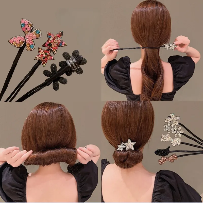 Koreanische Schmetterling Haarknoten Maker Frauen DIY Haar Flechter Werkzeug Haarnadeln Twist Haar Clips Mädchen Styling Werkzeuge Zubehör Schwarz 2025 Image