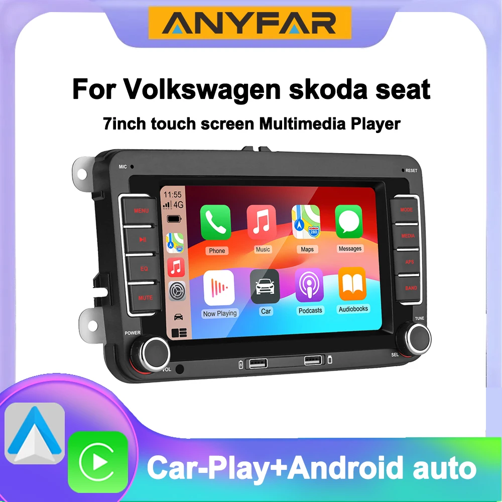 7-Zoll-Autoradio für VW Touchscreen BT AM/FM-Radioempfänger mit Android Auto Carplay USB-Ladeunterstützung Freisprechen Image