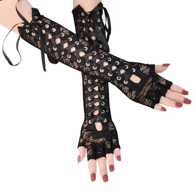 Mode Mädchen Fingerlose Fishnet Party Gothic Lolita Band Fäustlinge Frauen Sexy Spitze Lange Image