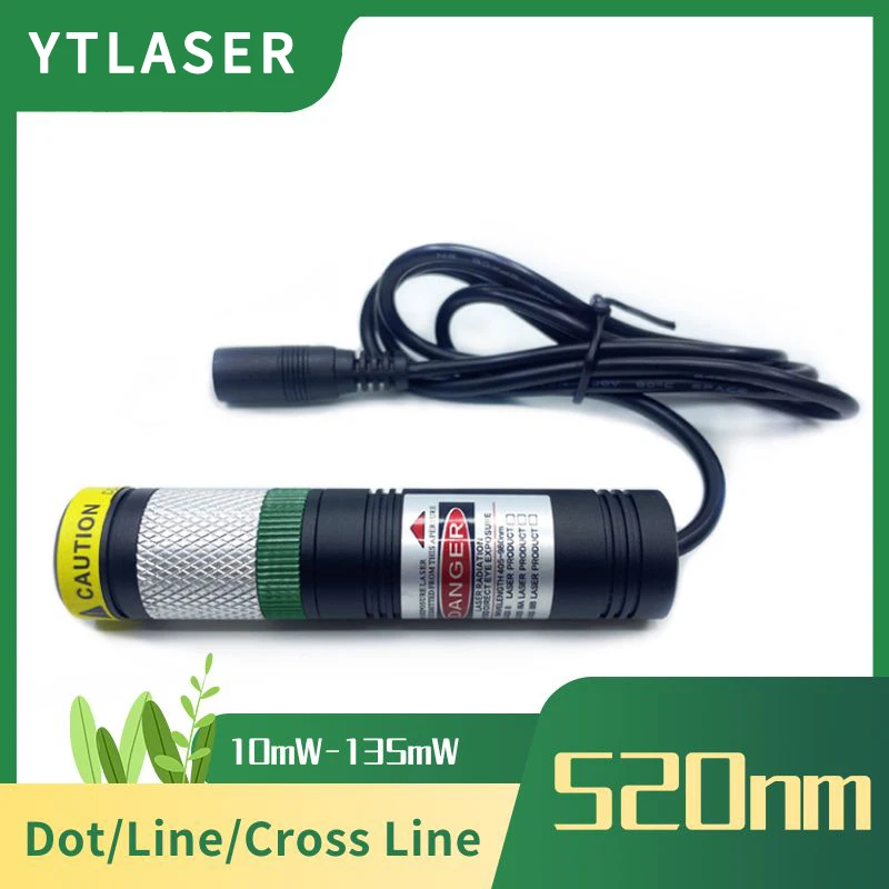 20 x 90 mm fokussierbare wasserdichte Glaslinse, 520 nm, grüner Punkt/Linie/Kreuzlinien, 30 mW, 50 mW, 135 mW, Lasermodul, kostenlos mit Standardhalterung Image