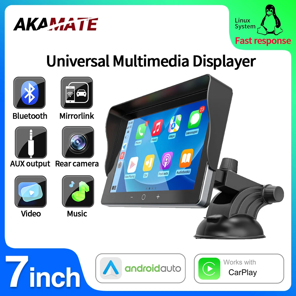 7 zoll Auto Radio Display Multimedia Player CarPlay Android Auto Bluetooth IPS Bildschirm für Hyundai Toyota Universal Auto Moto Lkw Image