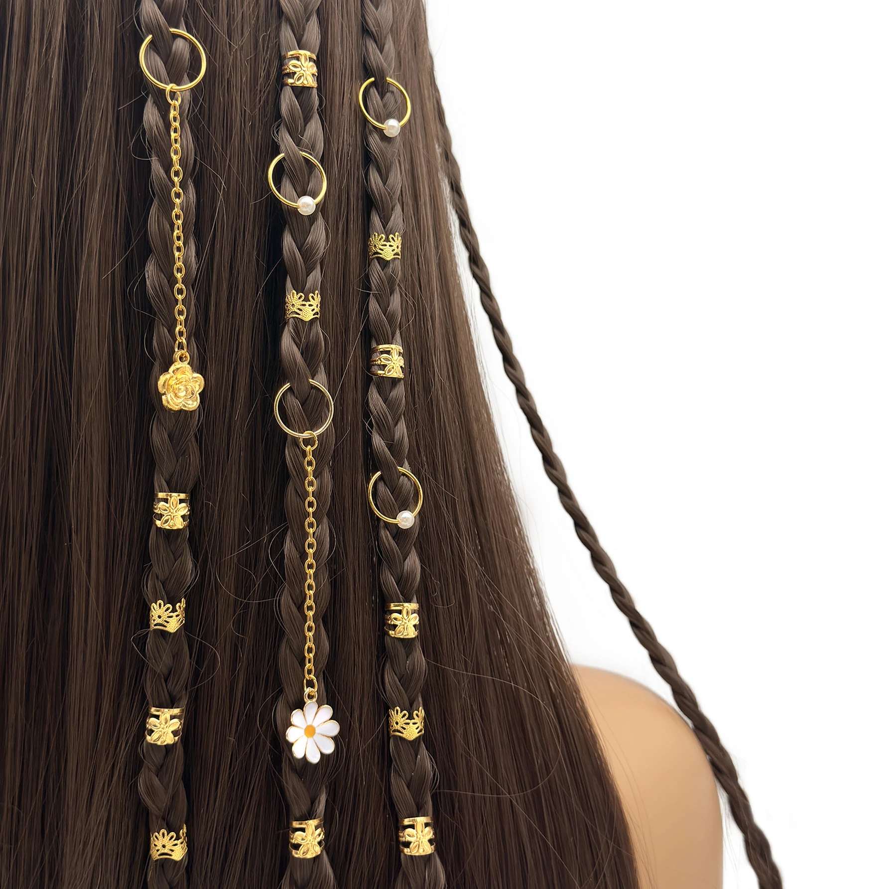 45 Stück Legierung Gänseblümchen Blume, Rose für Zopf Haarspange, Y2K Punk Hip Hop dekorative Haarnadel, Geschenk Party täglichen Gebrauch Zubehör