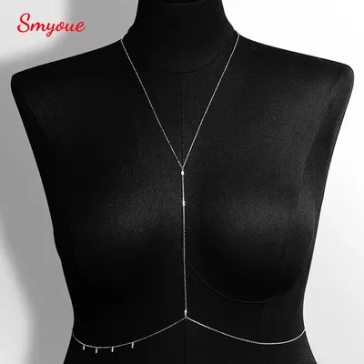 Smyoue Marquise Cut Moissanite Lab Diamond Body Chain for Women Adjustable Sexy Body Jewelry 925 Sterling Silver Shiran Aloni