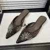 Kristall Heels Hausschuhe Frauen Spitz Schuhe Elegante Sandalen Mit Hohen Absätzen 2025, Sommer Party Flip-Flops Neue Luxus Damen Schuhe