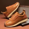 Klassische Retro männer Schuhe Komfort Leder Casual Schuhe Für Männer Braun Lace-Up Plattform Turnschuhe Männer Sport Schuhe zapatos hombre