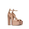 Sandalen für Damen, dicker Absatz, quadratischer Kopf, Schnalle, wasserdicht, Tisch, offener Zehenbereich, hohles Wort mit High-Heel-Sandalen, Gold, Weiß, Größe 34–43
