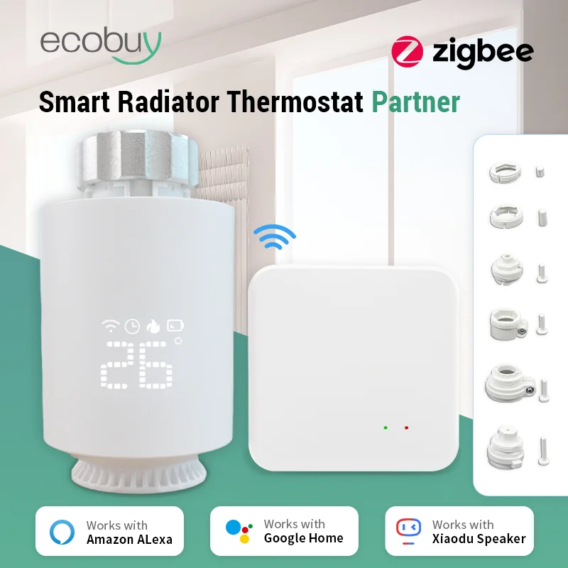 Tuya Zigbee Thermostatventil Heizkörper Zigbee Thermostat Smart Thermostatventil Kopf Temperaturregler Alexa Image