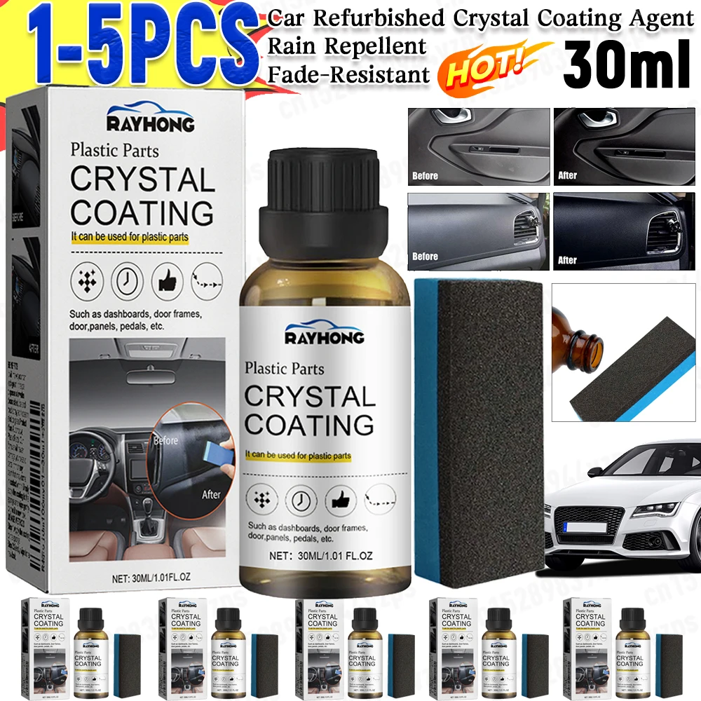 1-5 Stück Kristall beschichtung mittel mit Schwamm konsole Instrumenten tafel Pflege politur Reiniger 30ml Renovierung langlebiger Reiniger Image