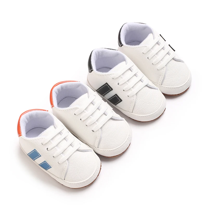 Frühlings-Babyschuhe, weiße Schuhe, weiche Sohle, rutschfeste Lernschuhe, männliche und weibliche Babyschuhe, die nicht von atmungsaktiv fallen Image
