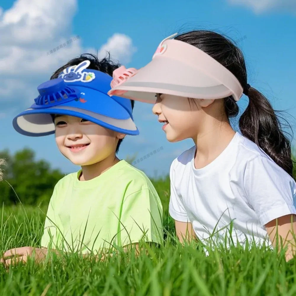 USB wiederaufladbarer Sonnenhut mit integriertem Ventilator, für Kinder, Sommer, verstellbare Lüfterkappe, Sonnenschutzhut, Kinder-Sonnenschutzzubehör im Freien Image