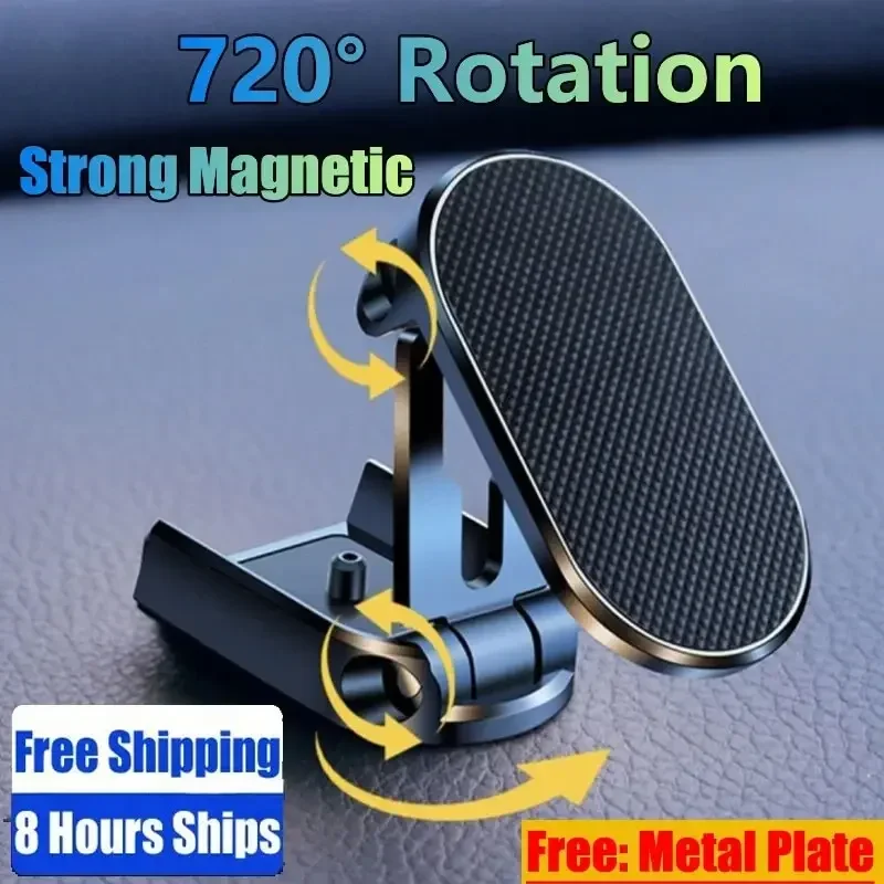 Neue Auto Magnetische Telefon Halter Klapp Starke Magnet Halterung Handy Metall Ständer GPS Unterstützung für IPhone 13 12 Xiaomi Samsung Image