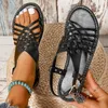 Plus Größe 2025, Damenschuhe, Schnallenriemen, Damensandalen, lässige Strandsandalen, Damen, schmales Band, runde Zehen, flach, mit Schuhen für Damen