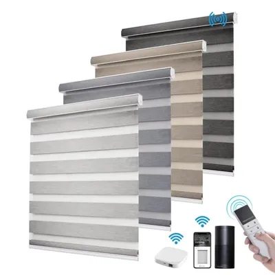 2025Customized Blinds Wifi And Phone Control Dual Fabric Rechargeable Zigbee Motor Motorized Zebra Roller Blinds For Window