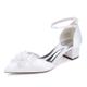 Hanfike Women Guest Dress Shoes for Wedding Ankle Strap Evening Pumps J335 Lace Flower White UK 3.5