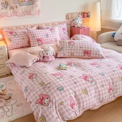 Sanrio Kawaii Quilt Cover Cartoon Cotton Single Piece Quilt Cover Kuromi Melody Cinnamoroll New Student Hostel Printing Bedding