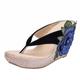 YANFJHV Women's Summer Toe Sandals with Heel Slip-On Wedge Sandals Peeptoe Sandals with Knitted Floral Pattern Platform Orthopaedic Shoes Platform Sandals with Toe Separator Size 35-43, blue, 5 UK