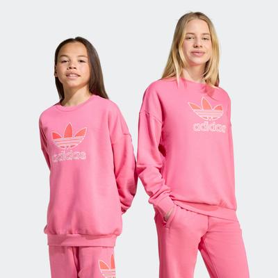 Sweatshirt ADIDAS ORIGINALS "TREFOIL CREW", Kinder, Gr. 164, pink fusion, lucid rot, Obermaterial: 70% Baumwolle, 30% Polyester, sportlich, Sweatshirts Image