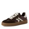 Plateausneaker TAMARIS, Damen, Gr. 42, braun, Glattleder, Veloursleder, kontrastfarbene Details, metallic, sportlich, Schuhe, Freizeitschuh, Halbschuh, Schnürschuh mit gepolstertem Schaftrand