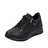 Keilsneaker REMONTE, Damen, Gr. 45, schwarz, Leder, Lederimitat, unifarben, sportlich, Schuhe, Freizeitschuh, Halbschuh, Schnürschuh mit Rieker TEX-Membran