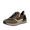 Sneaker RIEKER, Damen, Gr. 40, braun (braun kombiniert), Lederimitat, Textil, sportlich, Schuhe, Freizeitschuh, Schnürschuh, Halbschuh mit modischen Akzenten