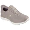 Slip-On Sneaker SKECHERS "SUMMITS-CLASSY NIGHT", Damen, Gr. 40, grau (taupe, goldfarben), Textil, sportlich, Schuhe, Slipper, Freizeitschuh mit komfortabler Heel Pillow Funktion