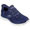 Slip-On Sneaker SKECHERS "SUMMITS-CLASSY NIGHT", Damen, Gr. 35, silber (navy, silberfarben), Textil, sportlich, Schuhe, Slipper, Freizeitschuh mit komfortabler Heel Pillow Funktion