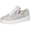 Plateausneaker WALDLÄUFER "H-TAMIRA", Damen, Gr. 7,5 (41), sanftes weiß, mint multi, Nubukleder, Nappaleder, geblümt, metallic, casual, Schuhe, Schnürschuh, Halbschuh, Komfortschuh, bequeme H-Weite