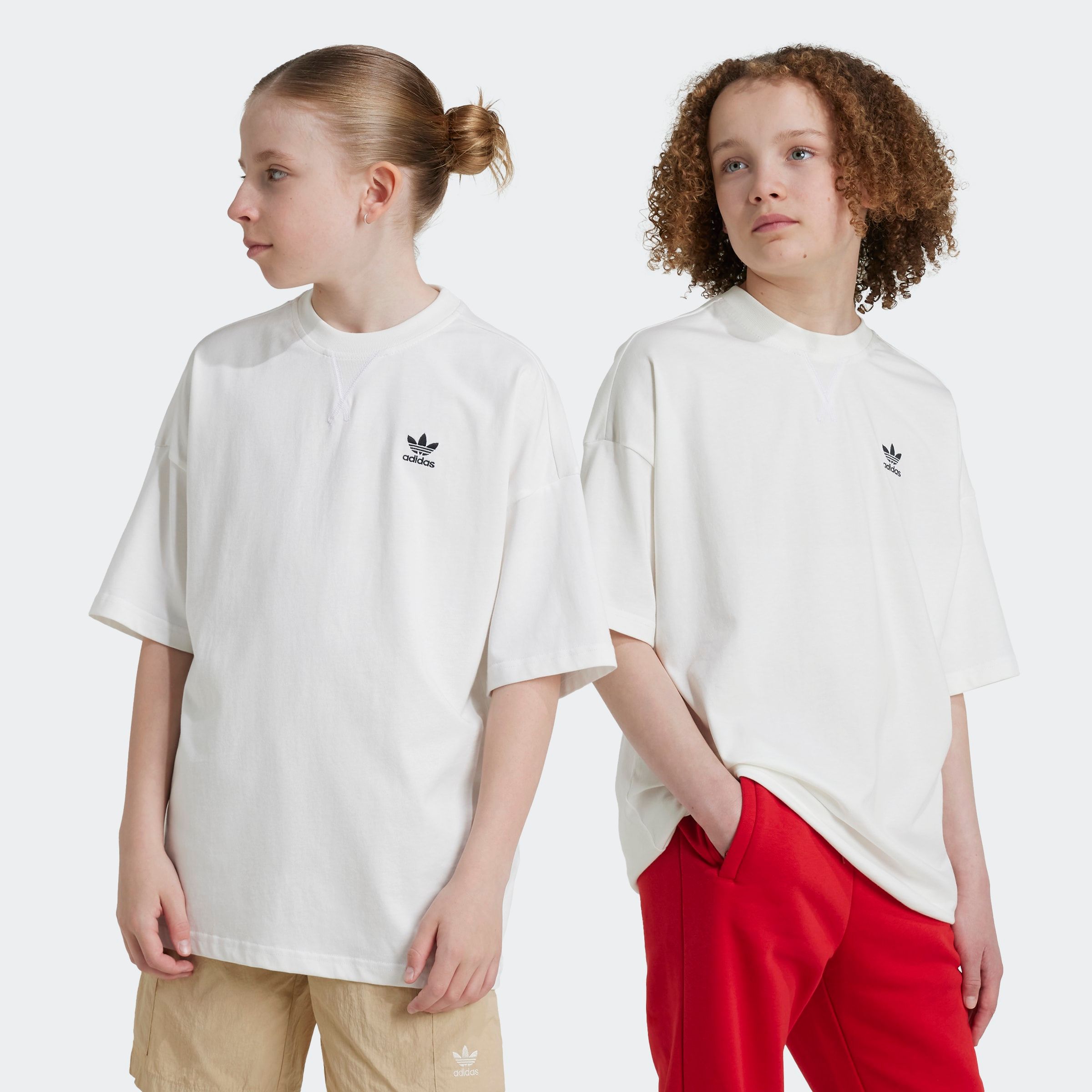 T-Shirt ADIDAS ORIGINALS "TEE", Kinder, Gr. 152, weiß (cloud weiß), Obermaterial: 100% Baumwolle, Rundhals, Shirts Image