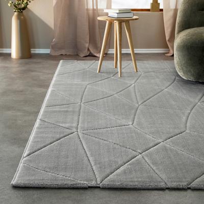 Teppich WECON HOME "Unplugged, auch in quadratischer Form", grau, B:160cm H:10mm L:230cm, Polypropylen, Teppiche, Kurzflor, Hoch Tief Struktur, gewebt, Wohnzimmer, Schlafzimmer, modern Image