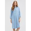 Sommerkleid SMITH & SOUL, Damen, Gr. XS, US-Größen, blau (denim), Material: 100% Lyocell, bestickt, casual, regular fit Midi, hoch geschlossener Ausschnitt, 3/4-Ärmel mit Riegel Umschlagbund, Kleider, mit Taschen