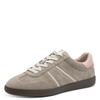 Plateausneaker TAMARIS, Damen, Gr. 36, bunt (taupe, rose), Veloursleder, Lederimitat, unifarben mit Farbeinsatz, sportlich, Schuhe, Freizeitschuh, Halbschuh, Schnürschuh mit gepolstertem Schaftrand